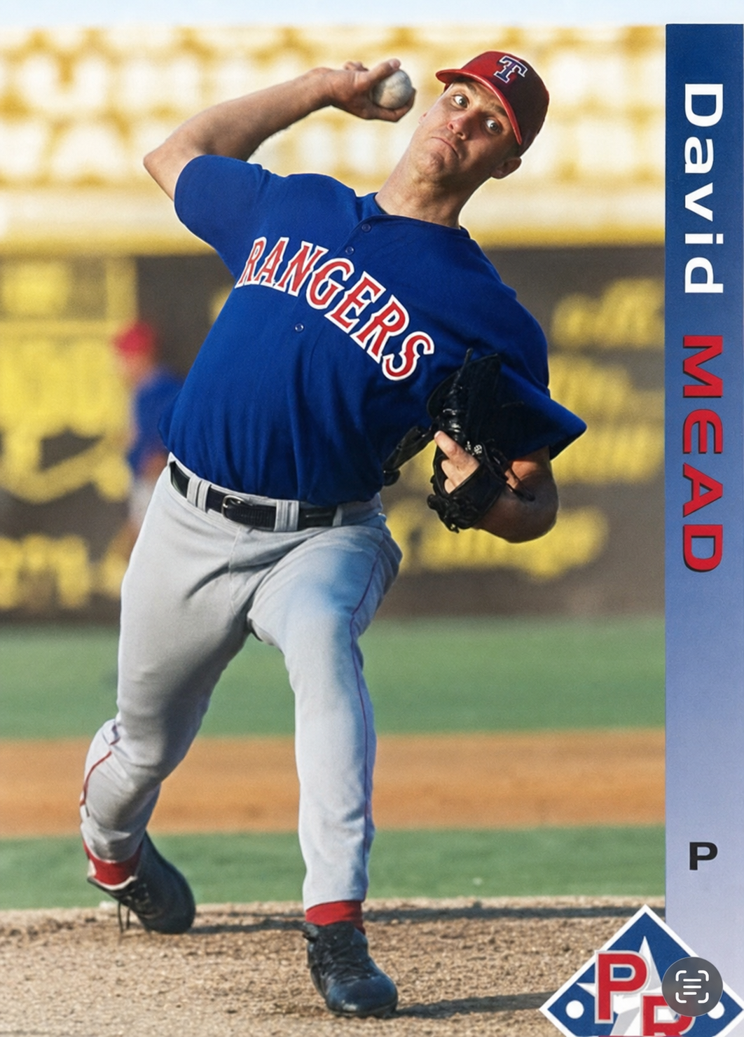David Mead pitching for the Texas Rangers
